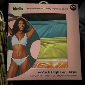 Kindly Yours 4-Pack High Leg Bikini Panties - Blue, Yellow, Black, Multicolor